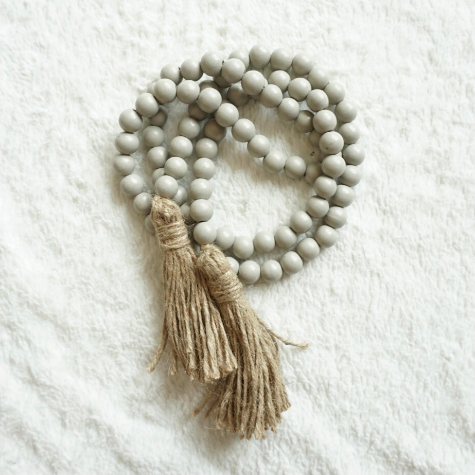 Grey Wood Prayer Bead Garland