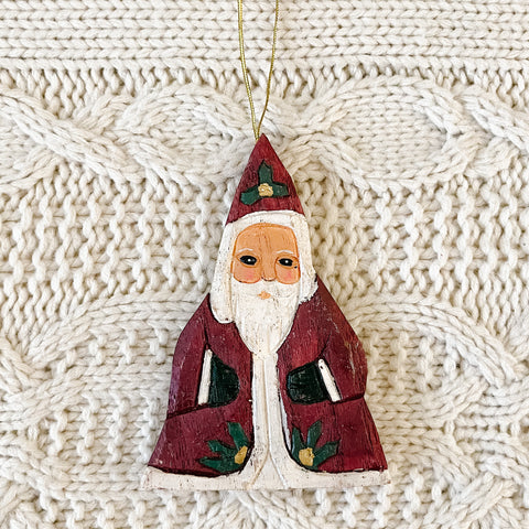 Vintage Santa Wood Ornament