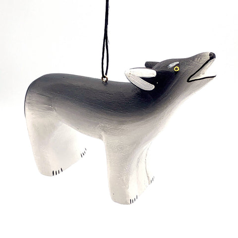 Gray Wolf Balsa Wood Ornament