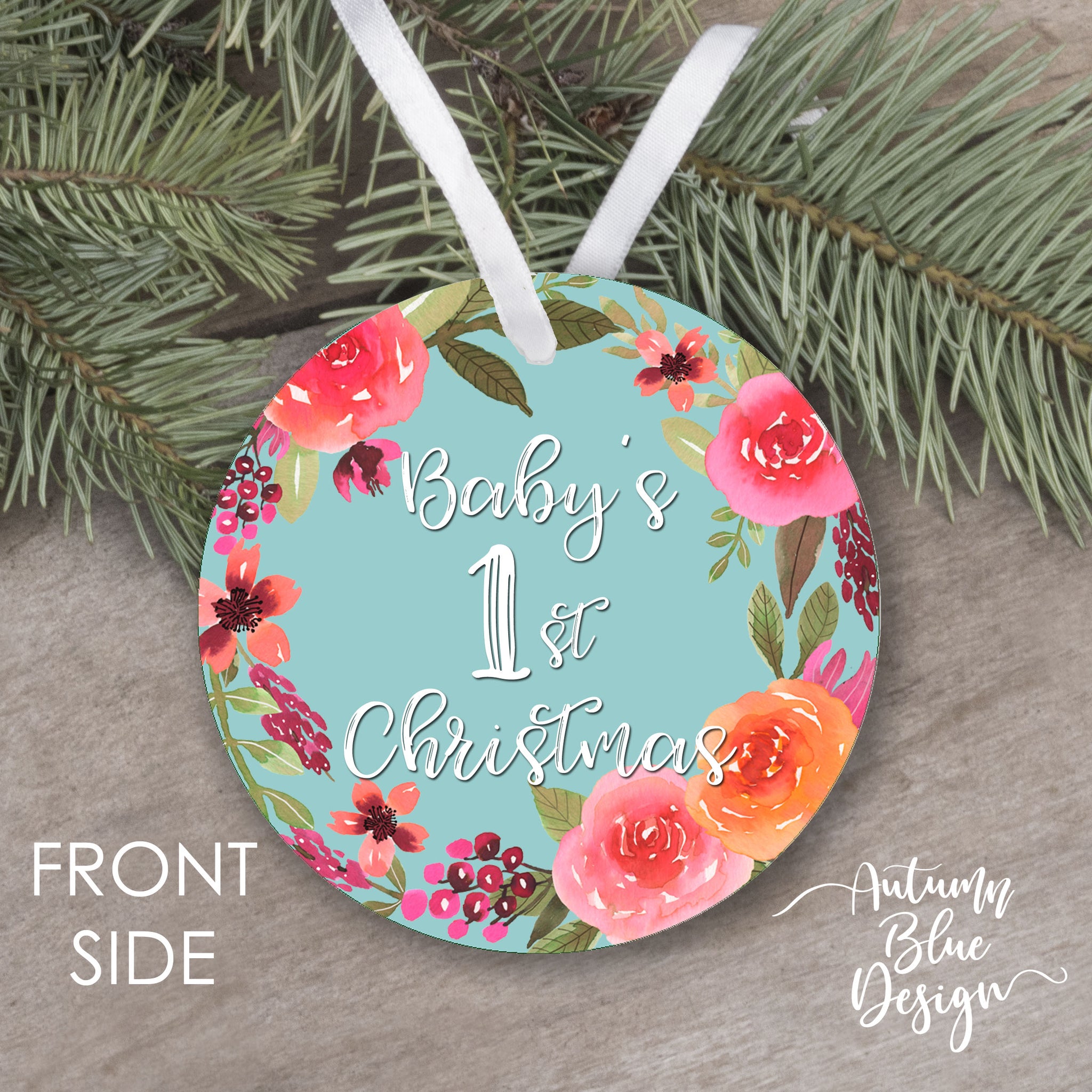 Baby's First Christmas 2025 - Floral Wreath - B2BW