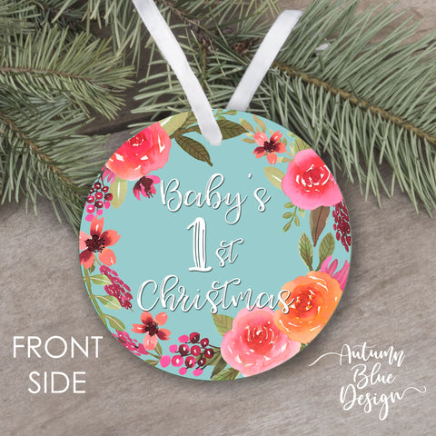 Baby's First Christmas 2025 - Floral Wreath - B2BW