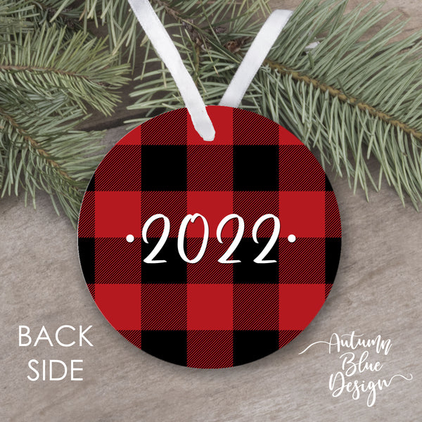 Baby's First Christmas 2025 - Red Buffalo Plaid - B2BW