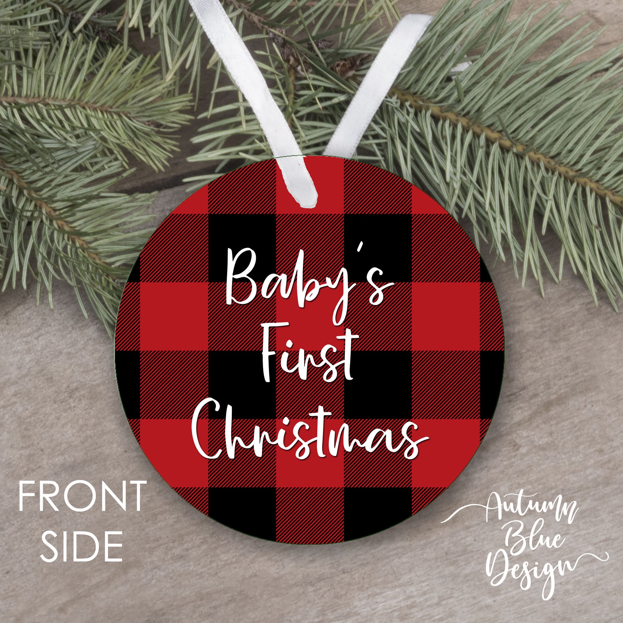 Baby's First Christmas 2025 - Red Buffalo Plaid - B2BW
