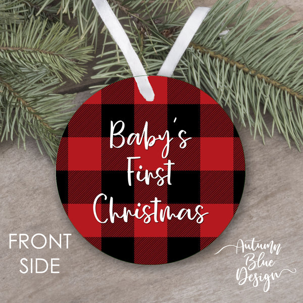 Baby's First Christmas 2025 - Red Buffalo Plaid - B2BW