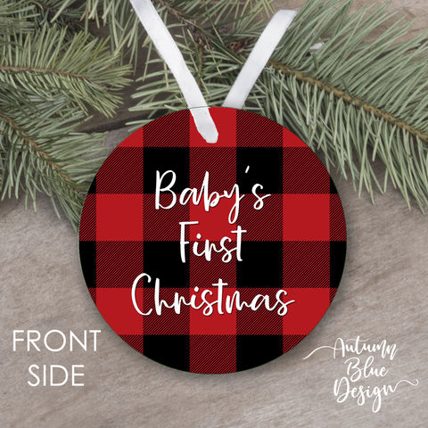 Baby's First Christmas 2025 - Red Buffalo Plaid - B2BW
