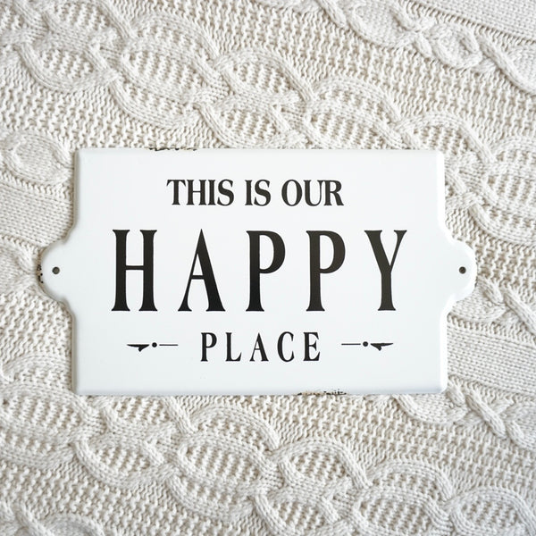 "This is Our Happy Place" Enameled Metal Plaque