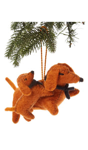 Handcrafted Felt Dachshund Dog Ornament