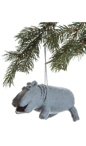 Handcrafted Felt Hippo Ornament