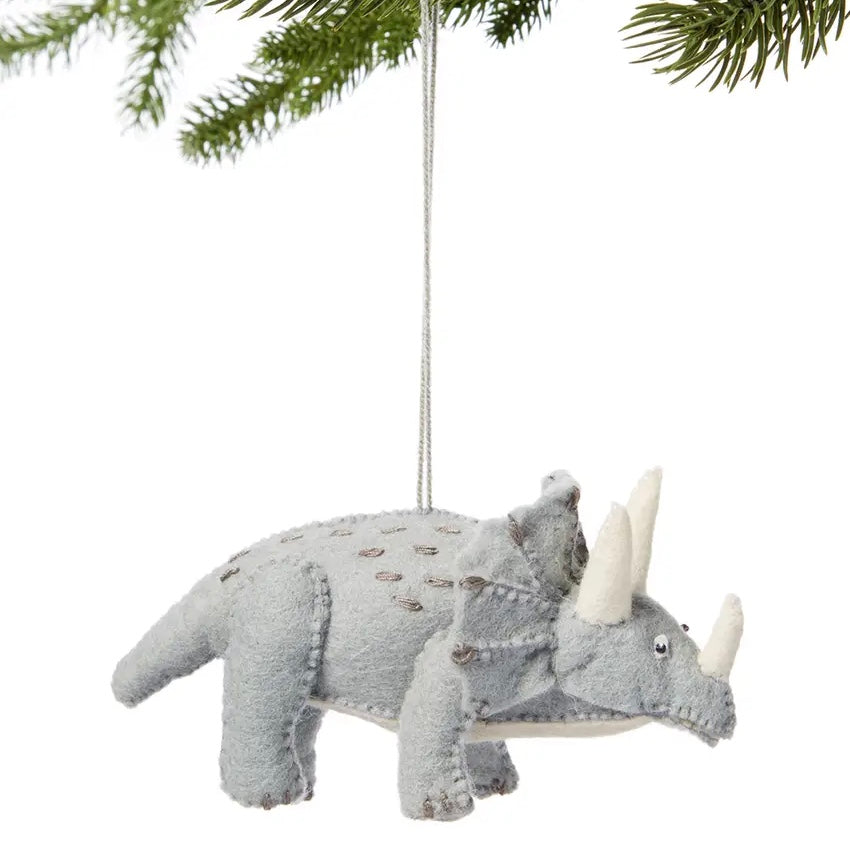 Handcrafted Felt Triceratops Ornament